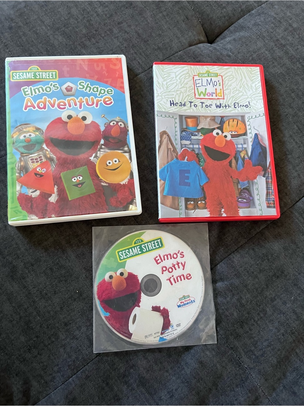 123 Sesame Street Elmo lot of 3 learning DVDs